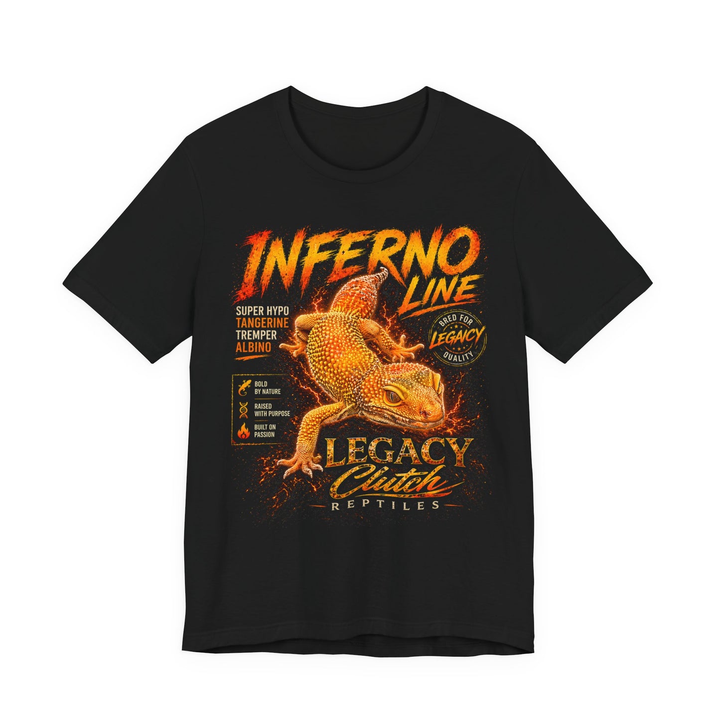 Inferno Line Leopard Gecko Shirt – Super Hypo Tangerine Tremper Albino | Legacy Clutch Reptiles Premium Tee